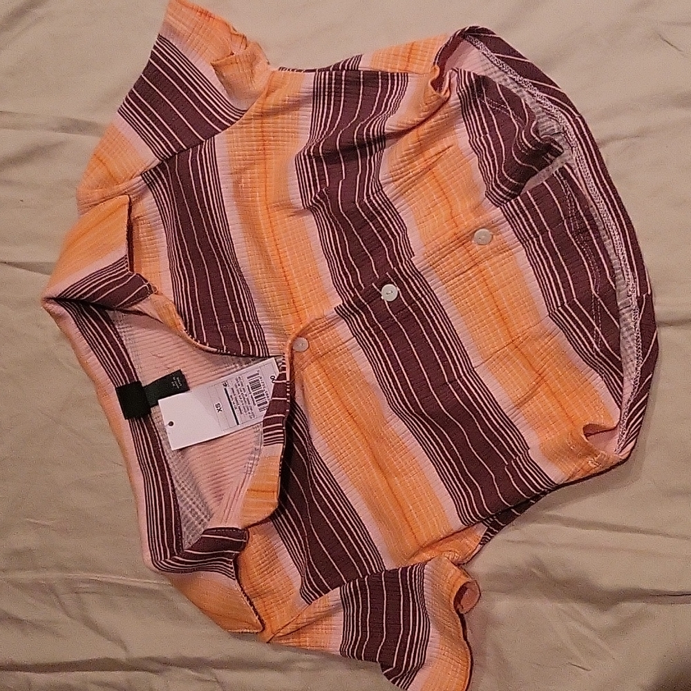 Target Brand Orange Colorful Cropped Collared top